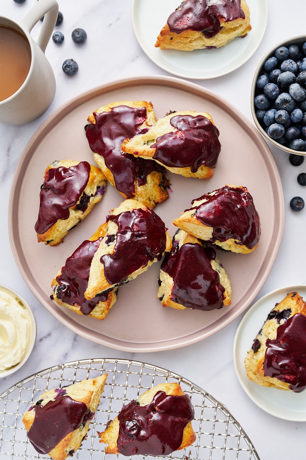 Blueberry Scones on a plate, ready to serve.