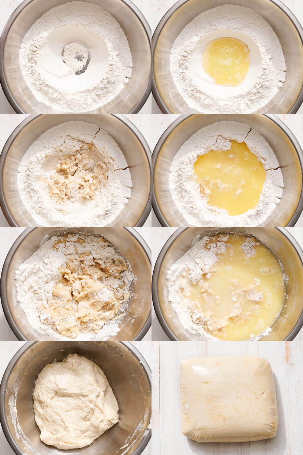 collage of step-by-step images for how to make empanada dough