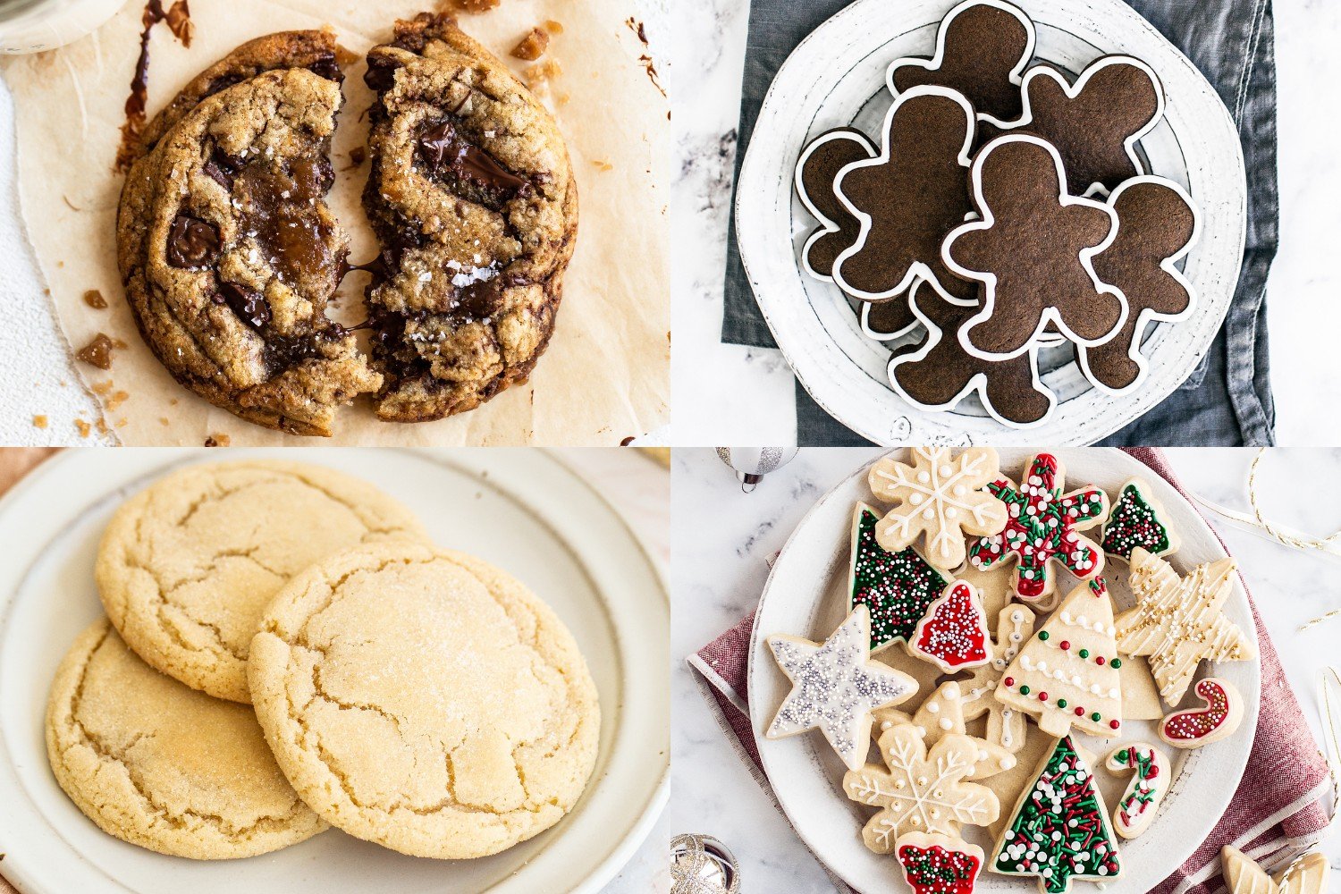 Christmas in July cookies: chocolate chip, gingerbread, and sugar cookies.