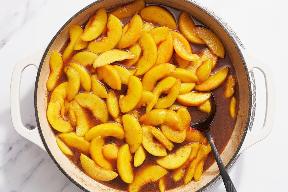 peaches being prepared