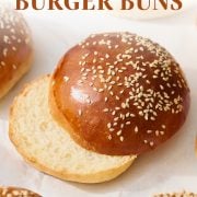 How to make the BEST Homemade Burger Buns! These Hamburger Buns are SO much better than anything store-bought! These feature a light brioche base, which makes them incredibly fluffy yet rich, and a little crusty on the outside. Easy to make too.