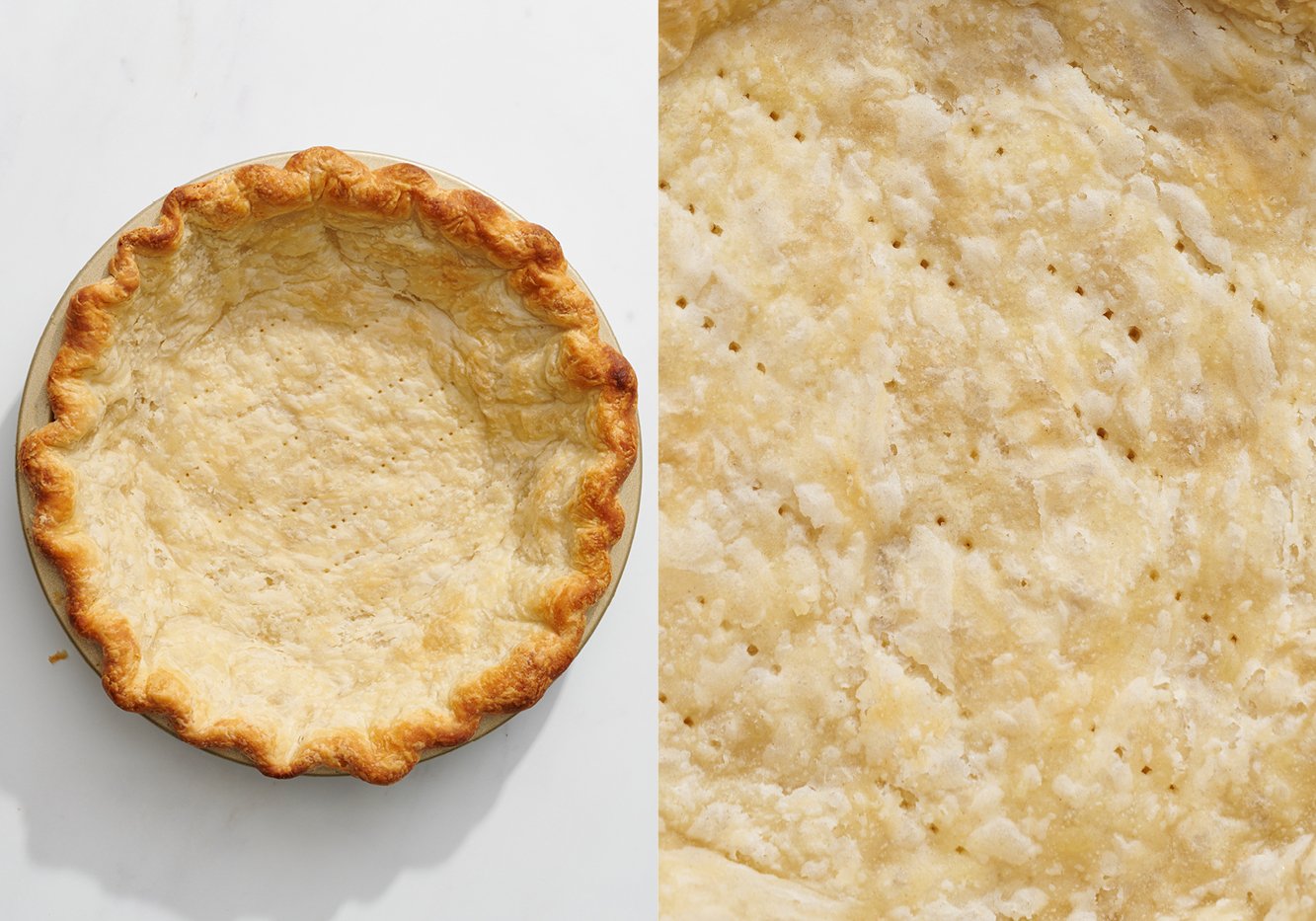 pie crust baked in a metal pie pan