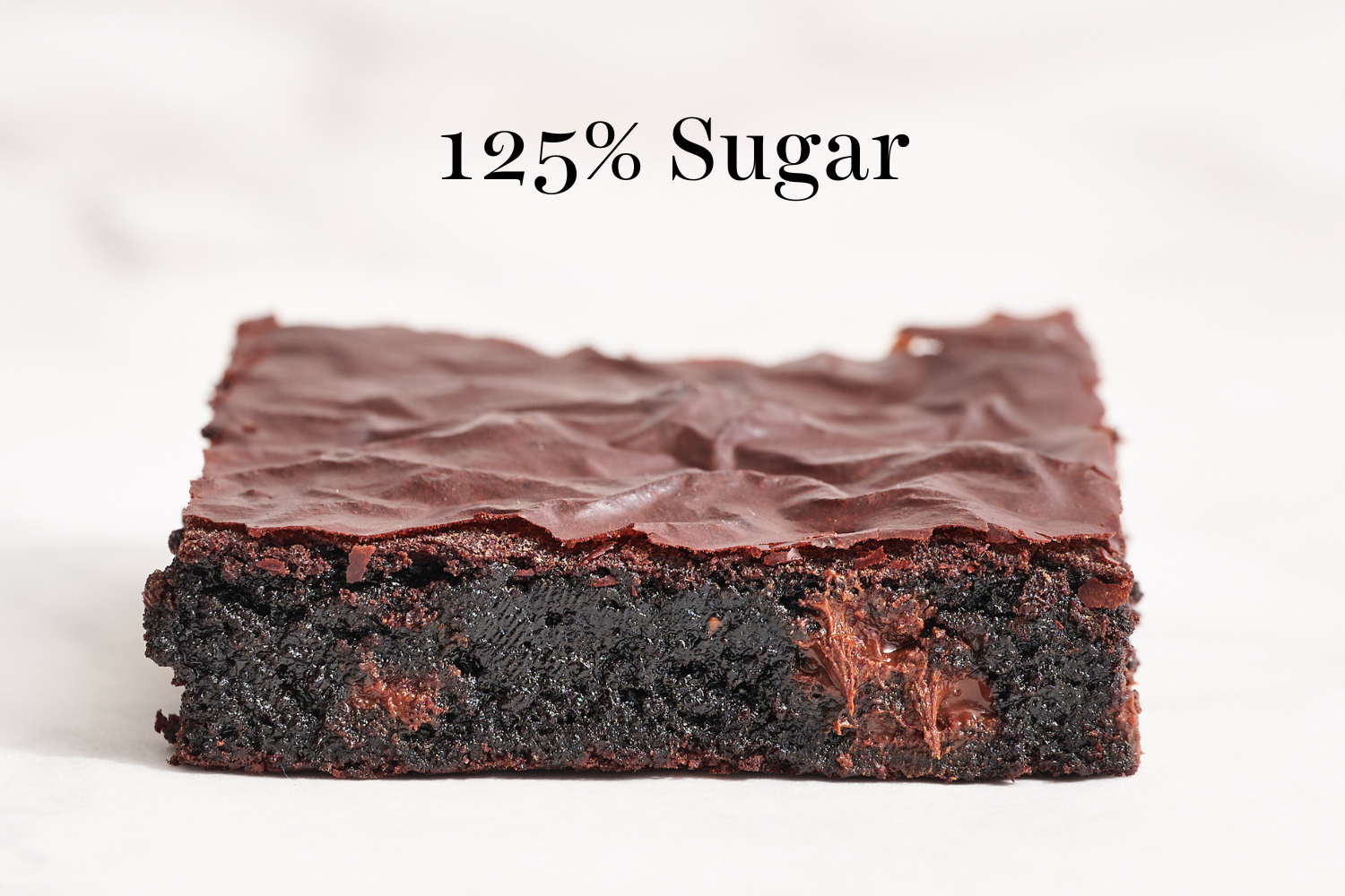 a slice of the 125% sugar brownies.