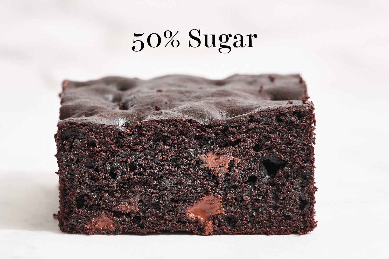 a slice of the 50% sugar brownies.