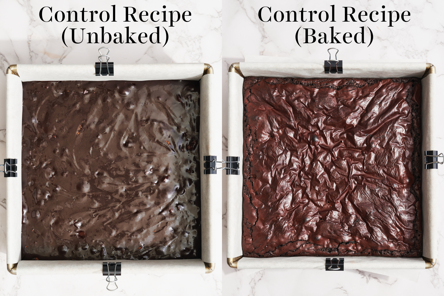 side-by-side images of the control recipe before and after baking.
