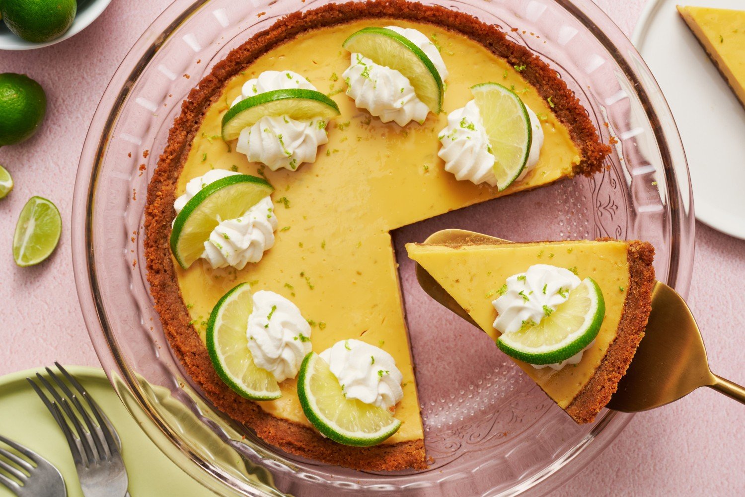 a slice being removed from the pan, to serve.