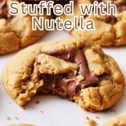 pinterest graphic for peanut butter nutella cookies.