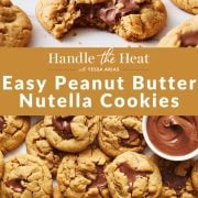 pinterest graphic for peanut butter nutella cookies.