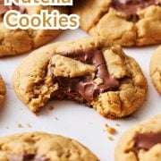 pinterest graphic for peanut butter nutella cookies.