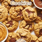 pinterest graphic for peanut butter nutella cookies.