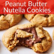 pinterest graphic for peanut butter nutella cookies.