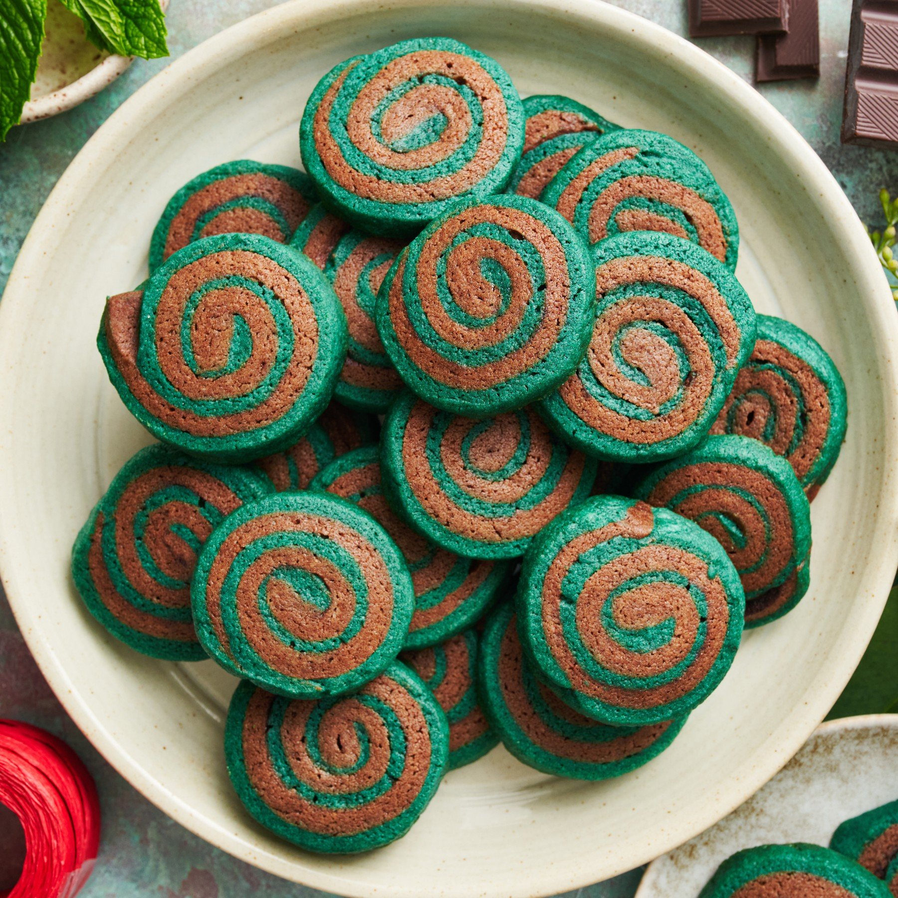 Chocolate Mint Pinwheel Cookies