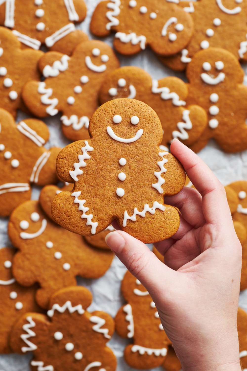 a hand holding a cookie.