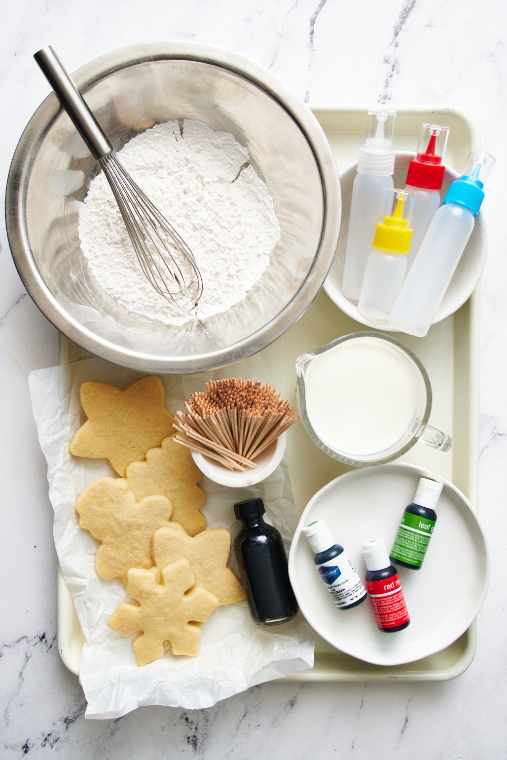 a baking tray with ingredients ready to make this recipe.