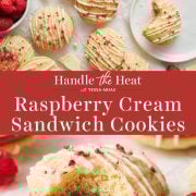 Raspberry Cream Sandwich Cookies pinterest collage.