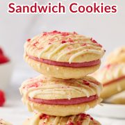 Raspberry Cream Sandwich Cookies pinterest collage.