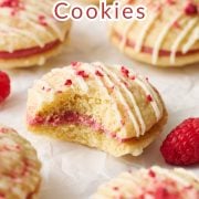 Raspberry Cream Sandwich Cookies pinterest collage.