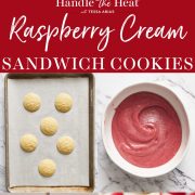 Raspberry Cream Sandwich Cookies pinterest collage.