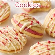 Raspberry Cream Sandwich Cookies pinterest collage.