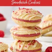 Raspberry Cream Sandwich Cookies pinterest collage.