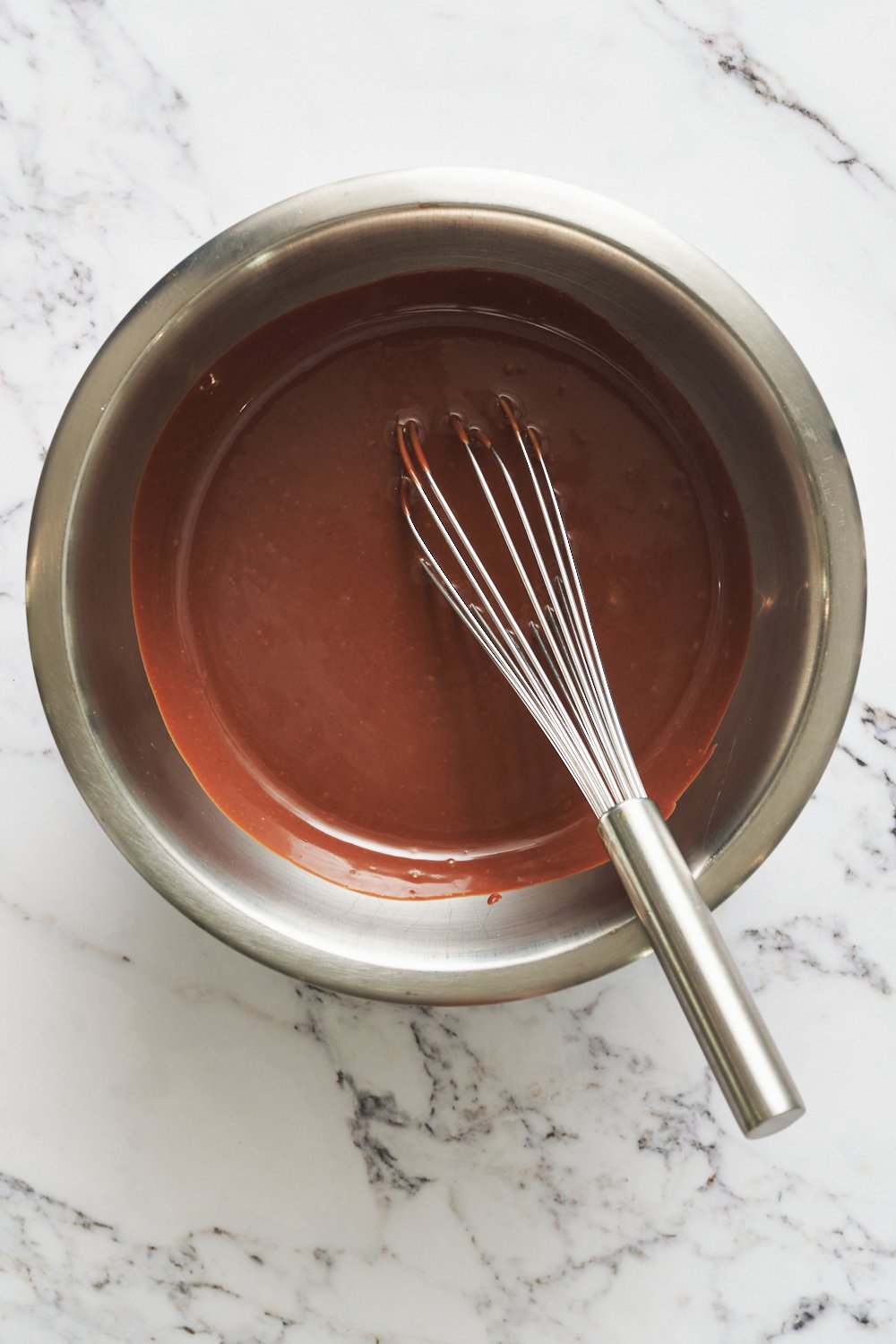 a metal bowl of 2:1 ratio ganache.