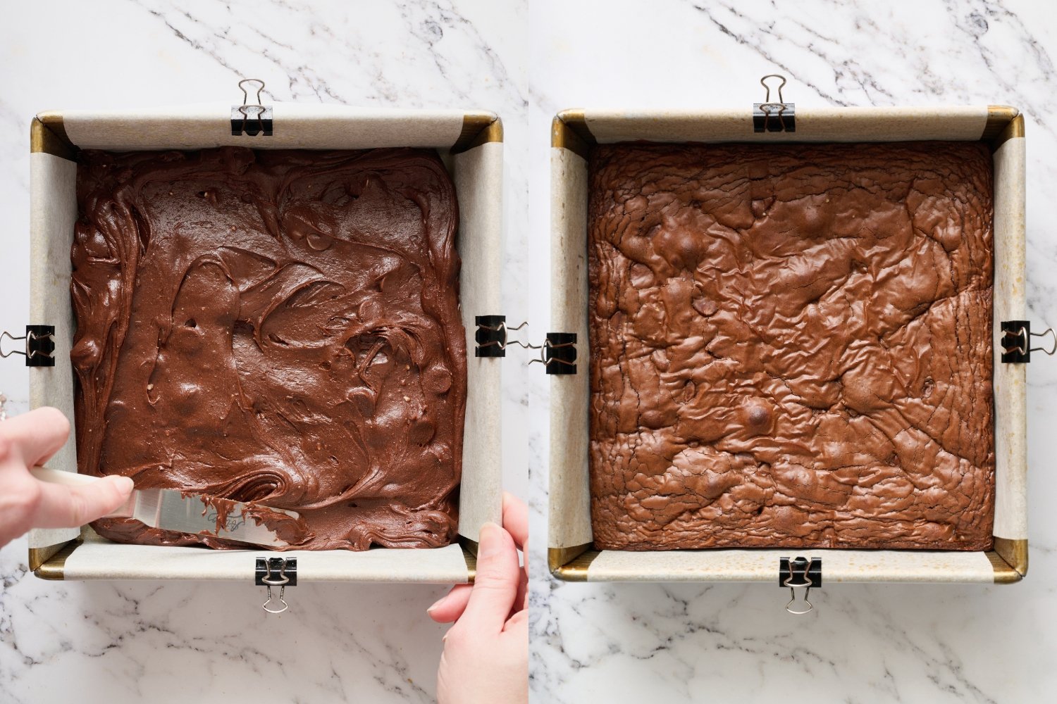 side-by-side photos showing before and after baking.