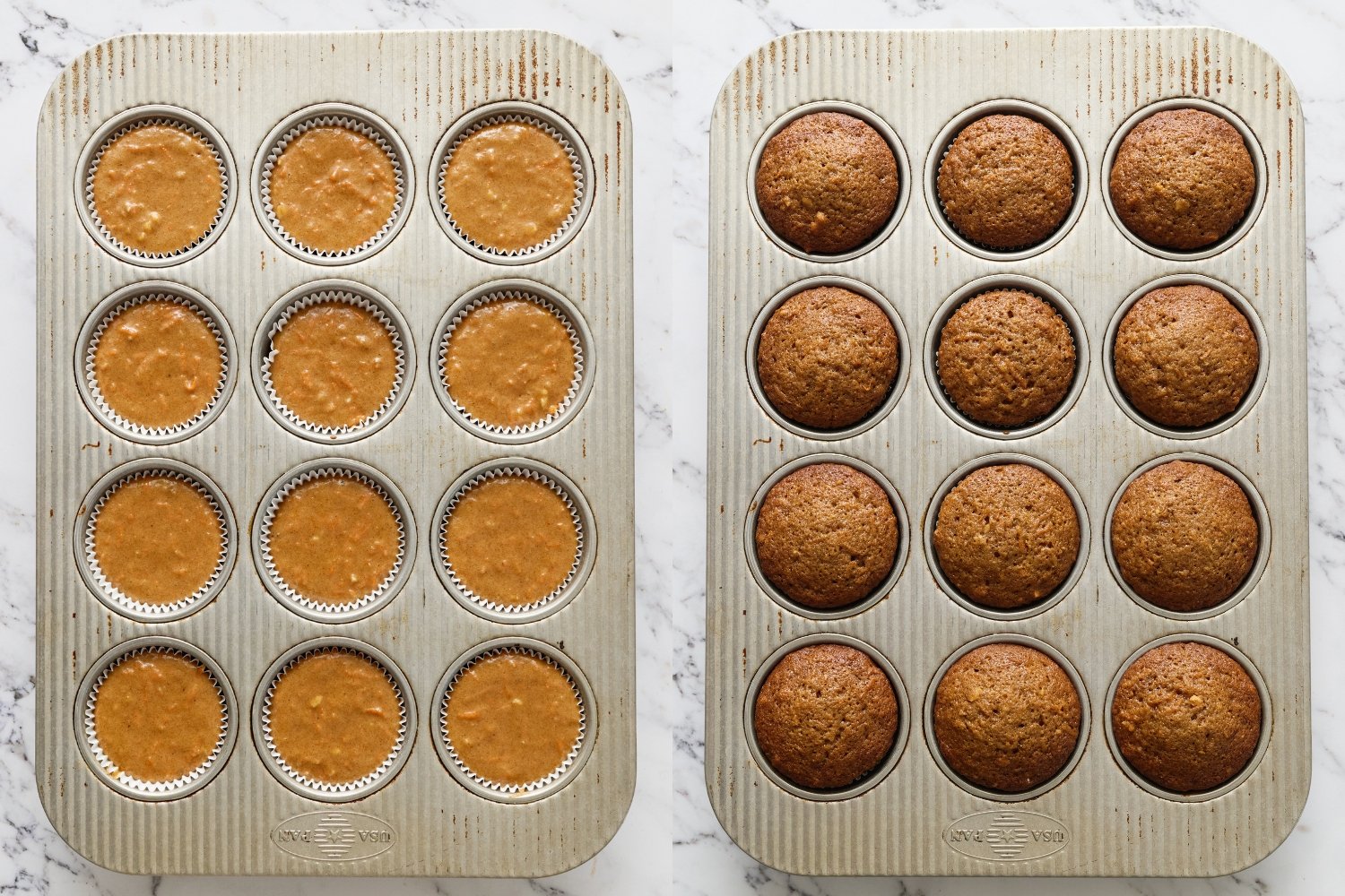 before and after baking.