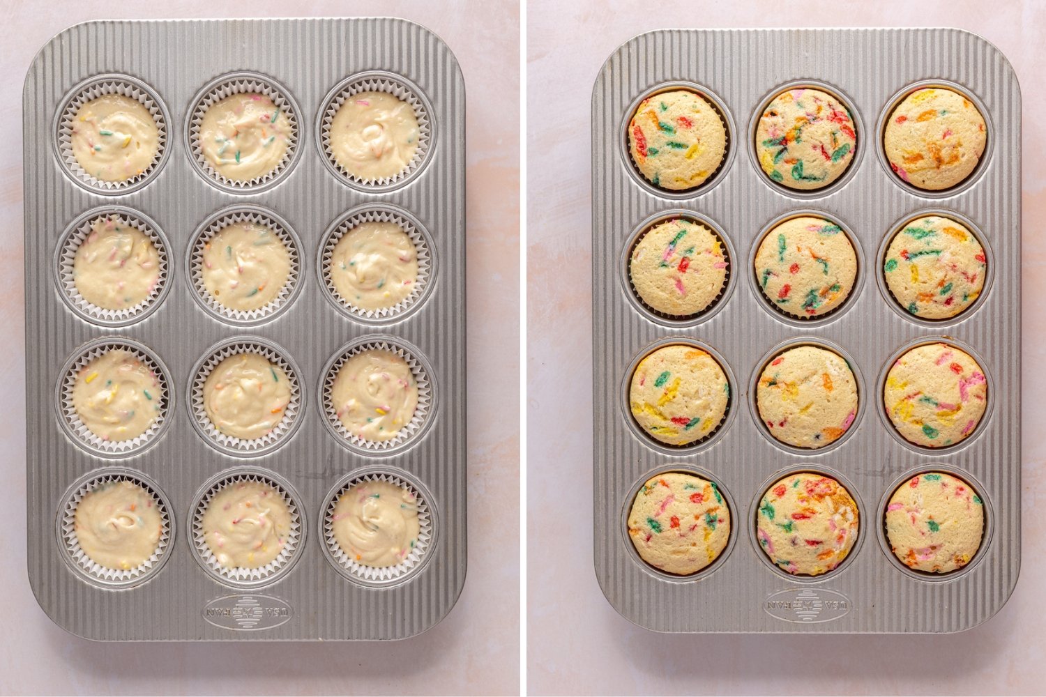 before and after baking cupcakes