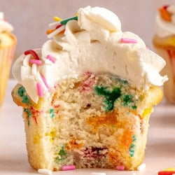 bite taken out of funfetti cupcake