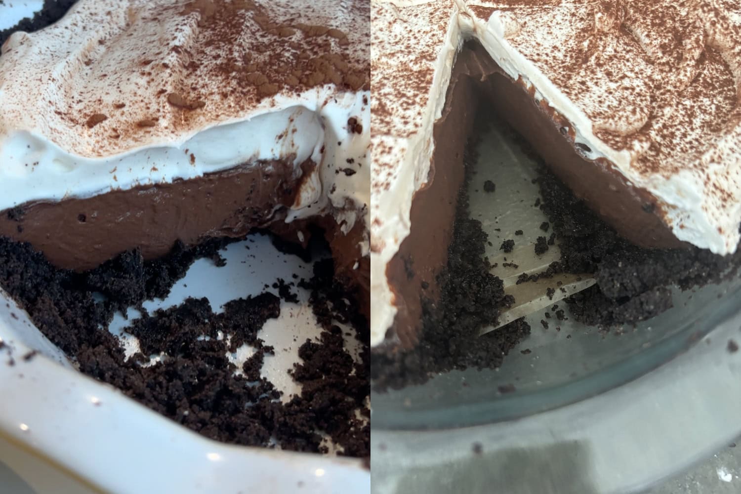 results from test batches where the Oreo crust stuck to the pan