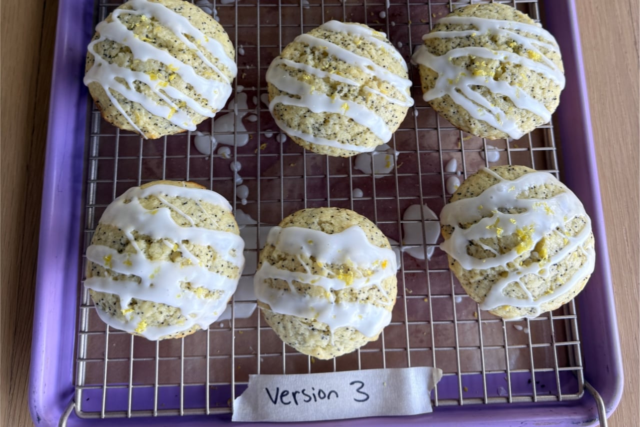 behind the scenes photo of testing the muffin recipe